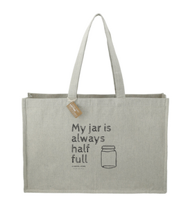Le Bocal Recycled Cotton Shoulder Tote "My jar is always half full"